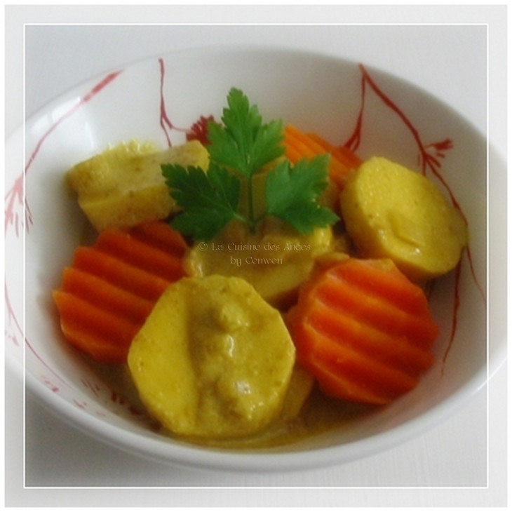Recette de quenelles au lait de coco et épices à colombo accompagnées de rondelles de carottes cuites à la vapeur
