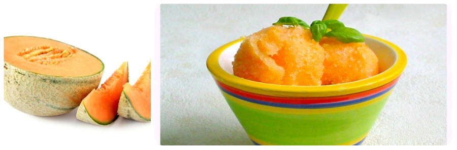ecette de sorbet ou glace au melon avec des blancs d'oeufs et sans sorbetière
